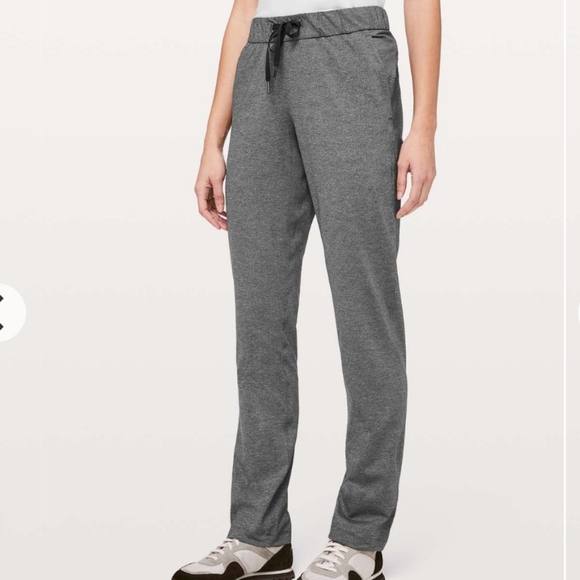Lululemon On The Fly Pants Full Length Grey Office Scrubs Joggers Size 8 - Picture 2 of 15
